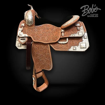 Silver Show Saddle 681 handcrafted western saddle with premium silver detailing.